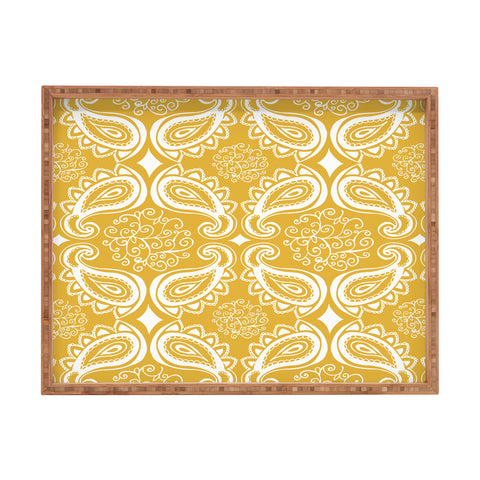 Heather Dutton Plush Paisley Goldenrod Rectangular Tray