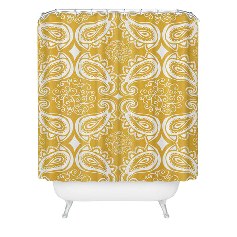 Heather Dutton Plush Paisley Goldenrod Shower Curtain