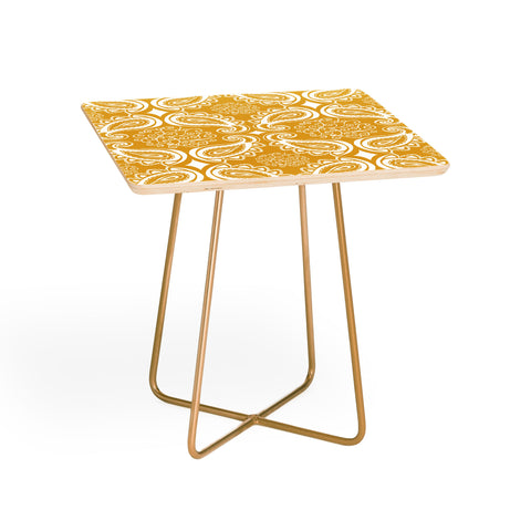 Heather Dutton Plush Paisley Goldenrod Side Table