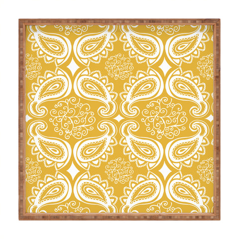 Heather Dutton Plush Paisley Goldenrod Square Tray