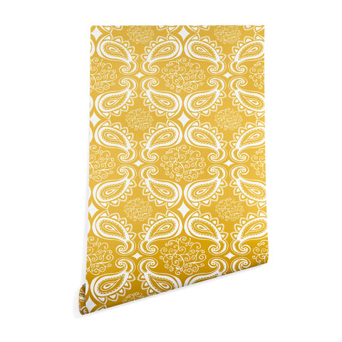 Heather Dutton Plush Paisley Goldenrod Wallpaper