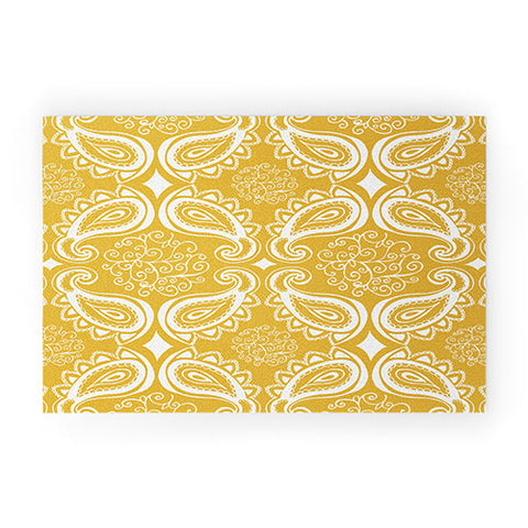 Heather Dutton Plush Paisley Goldenrod Welcome Mat