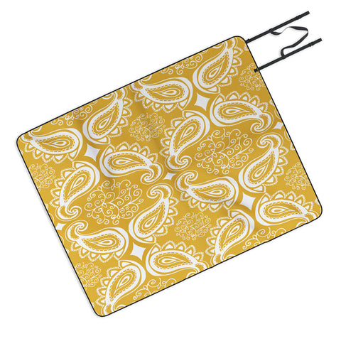 Heather Dutton Plush Paisley Goldenrod Picnic Blanket