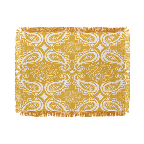 Heather Dutton Plush Paisley Goldenrod Throw Blanket