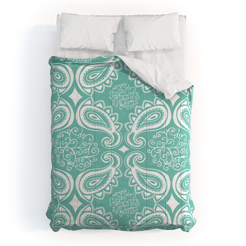 Heather Dutton Plush Paisley SeaSpray Comforter