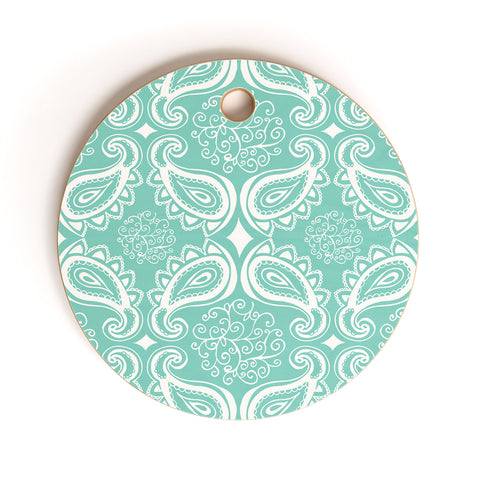 Heather Dutton Plush Paisley SeaSpray Cutting Board Round