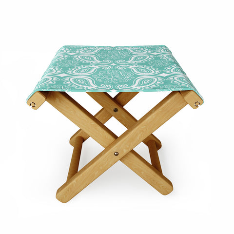Heather Dutton Plush Paisley SeaSpray Folding Stool