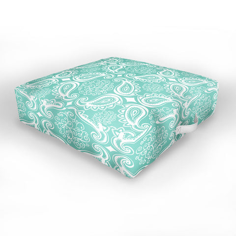 Heather Dutton Plush Paisley SeaSpray Outdoor Floor Cushion