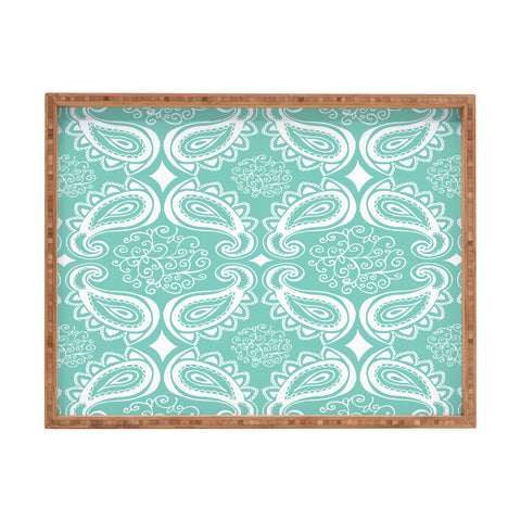 Heather Dutton Plush Paisley SeaSpray Rectangular Tray