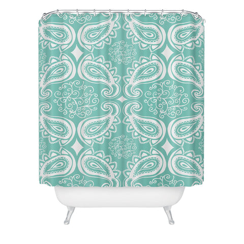 Heather Dutton Plush Paisley SeaSpray Shower Curtain