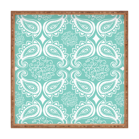 Heather Dutton Plush Paisley SeaSpray Square Tray