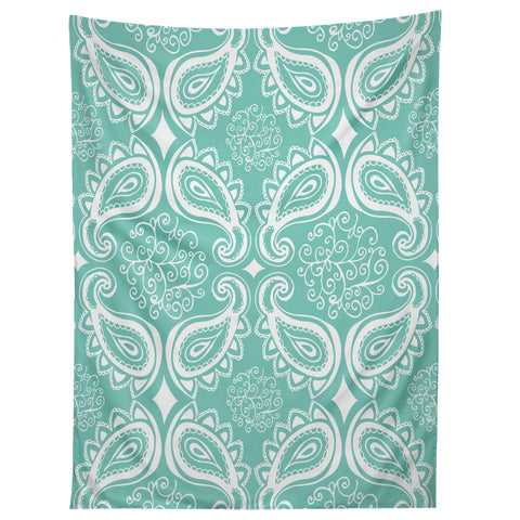 Heather Dutton Plush Paisley SeaSpray Tapestry