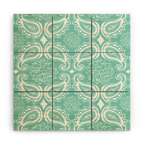 Heather Dutton Plush Paisley SeaSpray Wood Wall Mural