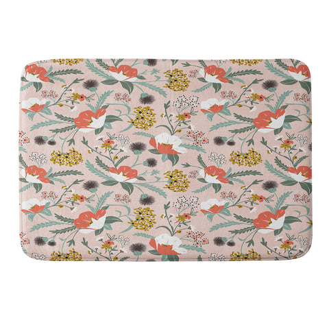 Heather Dutton Poppy Meadow Blush Memory Foam Bath Mat