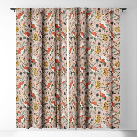 Heather Dutton Poppy Meadow Blush Blackout Window Curtain