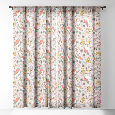 Heather Dutton Poppy Meadow Blush Sheer Window Curtain