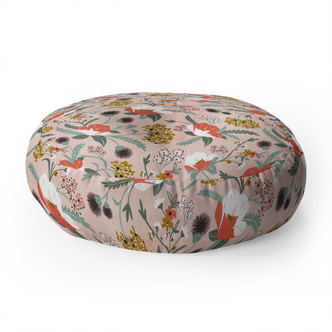 Heather Dutton Poppy Meadow Blush Floor Pillow Round
