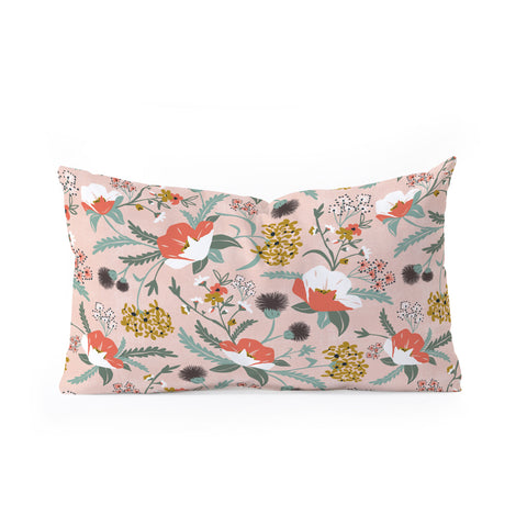 Heather Dutton Poppy Meadow Blush Oblong Throw Pillow