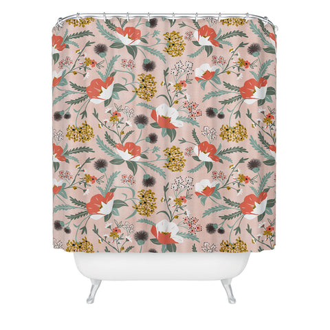 Heather Dutton Poppy Meadow Blush Shower Curtain