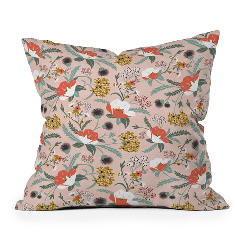 Heather Dutton Poppy Meadow Blush Throw Pillow