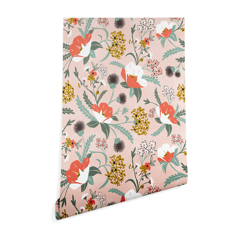 Heather Dutton Poppy Meadow Blush Wallpaper