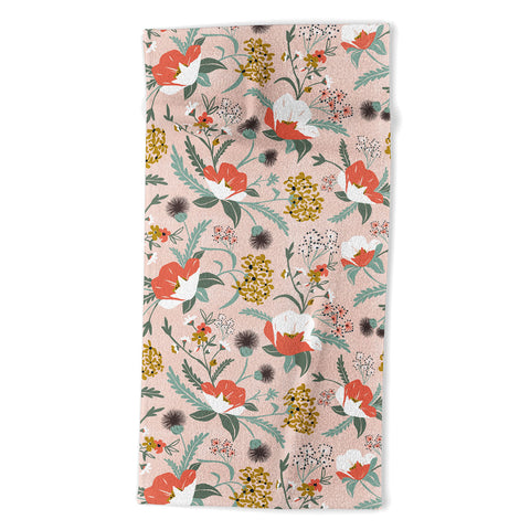 Heather Dutton Poppy Meadow Blush Beach Towel