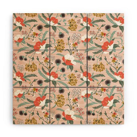 Heather Dutton Poppy Meadow Blush Wood Wall Mural