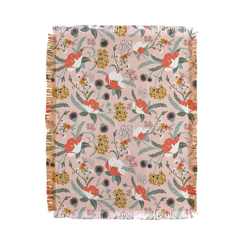 Heather Dutton Poppy Meadow Blush Throw Blanket