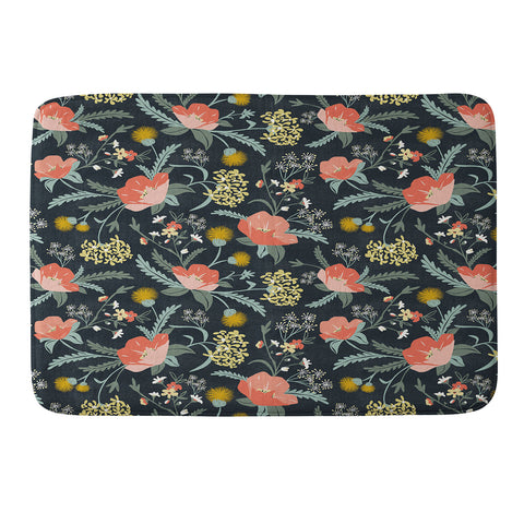 Heather Dutton Poppy Meadow Midnight Memory Foam Bath Mat