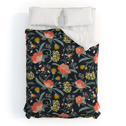 Heather Dutton Poppy Meadow Midnight Duvet Cover