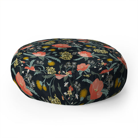 Heather Dutton Poppy Meadow Midnight Floor Pillow Round