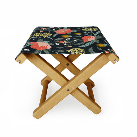 Heather Dutton Poppy Meadow Midnight Folding Stool