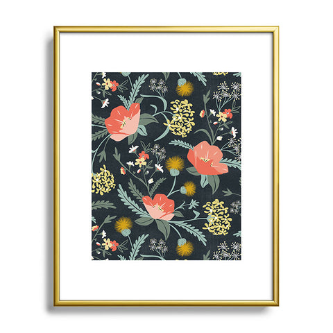 Heather Dutton Poppy Meadow Midnight Metal Framed Art Print