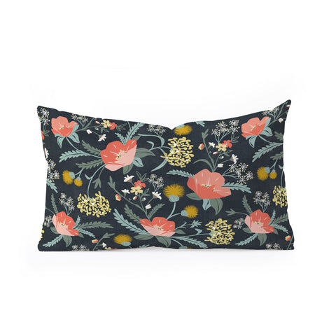 Heather Dutton Poppy Meadow Midnight Oblong Throw Pillow