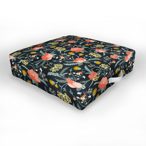 Heather Dutton Poppy Meadow Midnight Outdoor Floor Cushion
