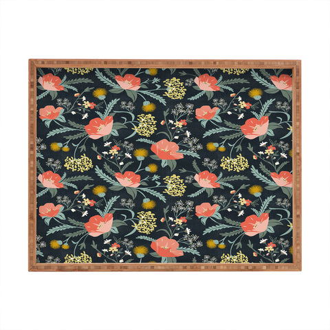 Heather Dutton Poppy Meadow Midnight Rectangular Tray