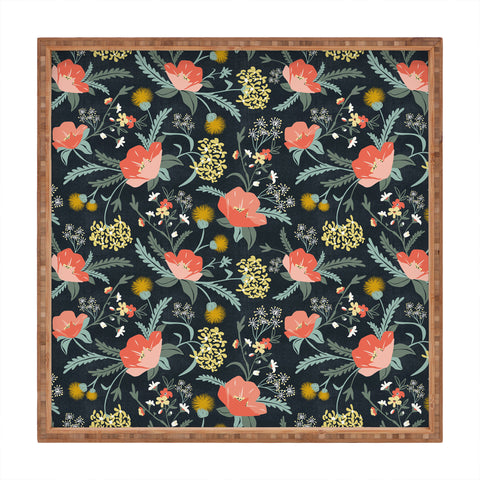 Heather Dutton Poppy Meadow Midnight Square Tray