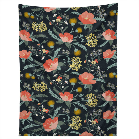 Heather Dutton Poppy Meadow Midnight Tapestry