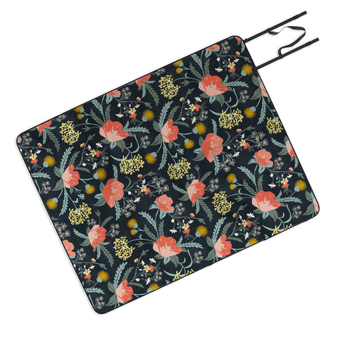 Heather Dutton Poppy Meadow Midnight Picnic Blanket