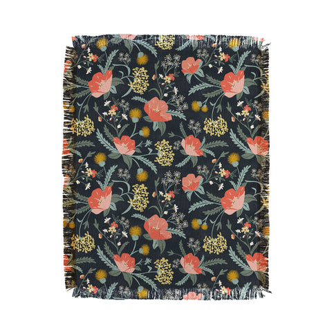 Heather Dutton Poppy Meadow Midnight Throw Blanket