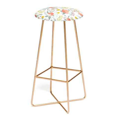 Heather Dutton Poppy Meadow White Bar Stool