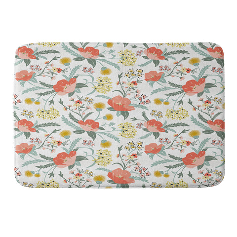 Heather Dutton Poppy Meadow White Memory Foam Bath Mat