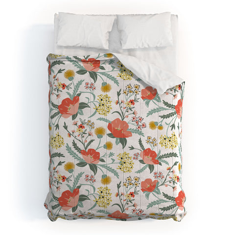 Heather Dutton Poppy Meadow White Comforter