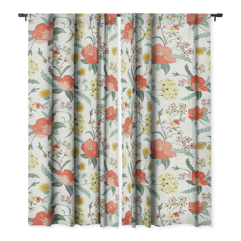 Heather Dutton Poppy Meadow White Blackout Non Repeat