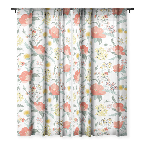 Heather Dutton Poppy Meadow White Sheer Non Repeat