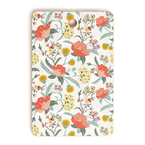 Heather Dutton Poppy Meadow White Cutting Board Rectangle