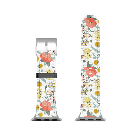 Heather Dutton Poppy Meadow White Apple Watch Band