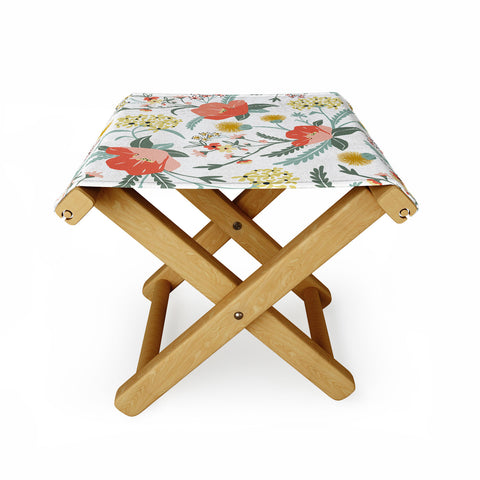 Heather Dutton Poppy Meadow White Folding Stool