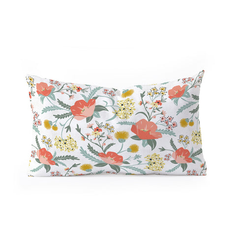 Heather Dutton Poppy Meadow White Oblong Throw Pillow