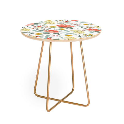 Heather Dutton Poppy Meadow White Round Side Table
